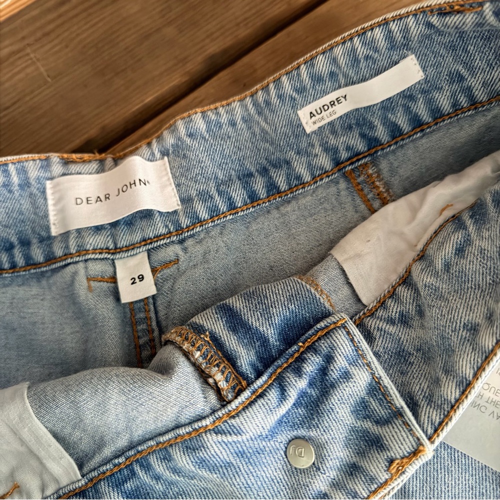Dear John Audrey Light Blue Wide-Leg Jeans with Front Patch Pockets - Picture 4 of 4